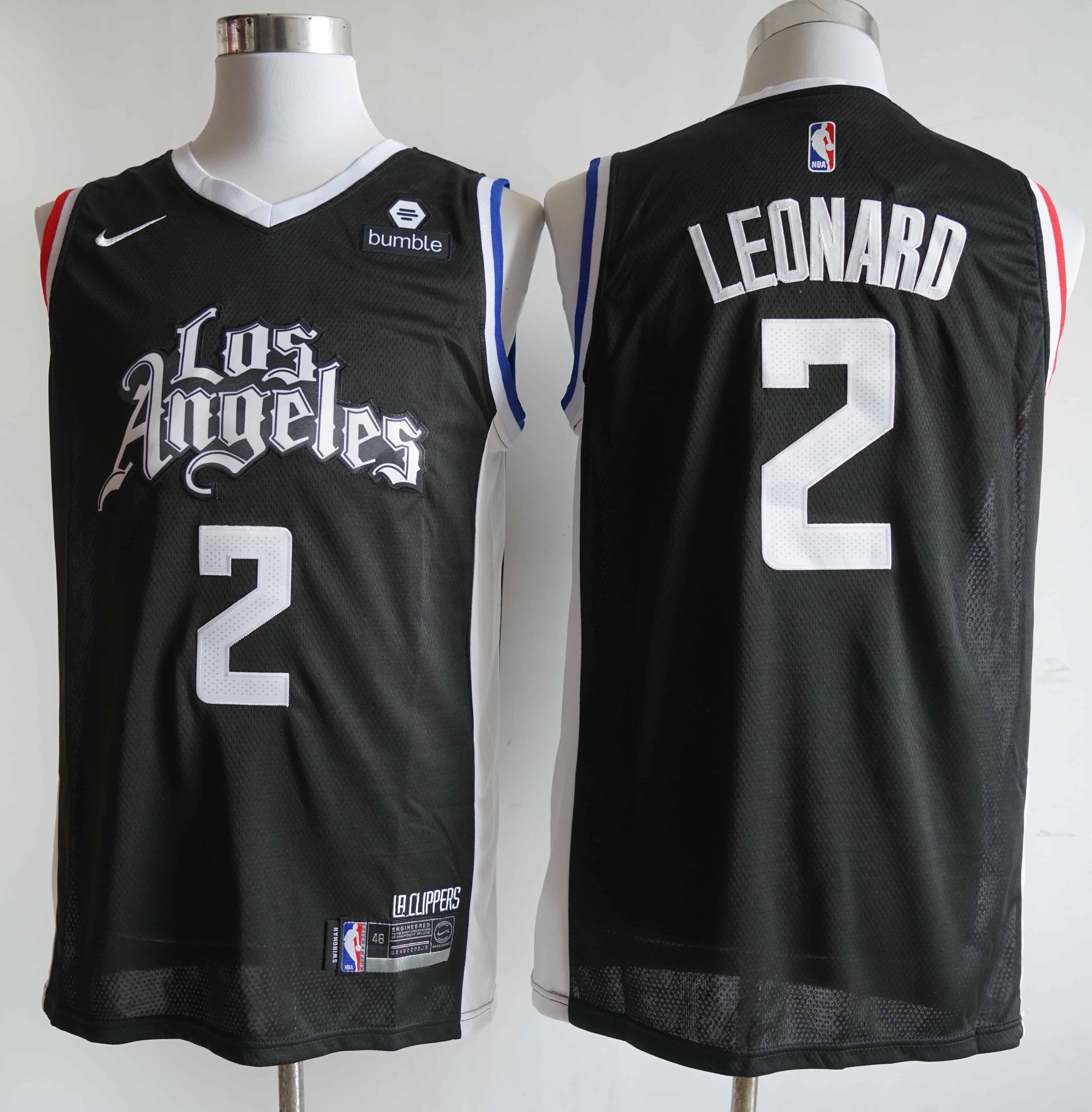 Men Los Angeles Clippers 2 Leonard Black Nike City Edition NBA Jerseys
